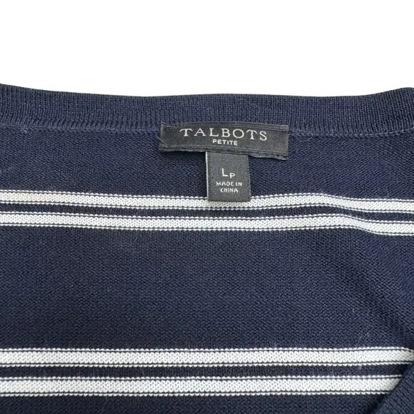 Talbots Petite Women's Striped LS Button Down Cardigan Sweater Top, Size LP - Picture 5 of 7